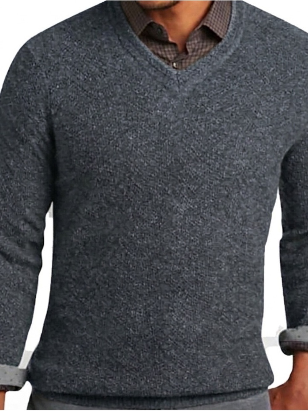 NWT Joseph Abboud Men’s V-Neck Sweater Dark Gray Heathered Elbow size XL